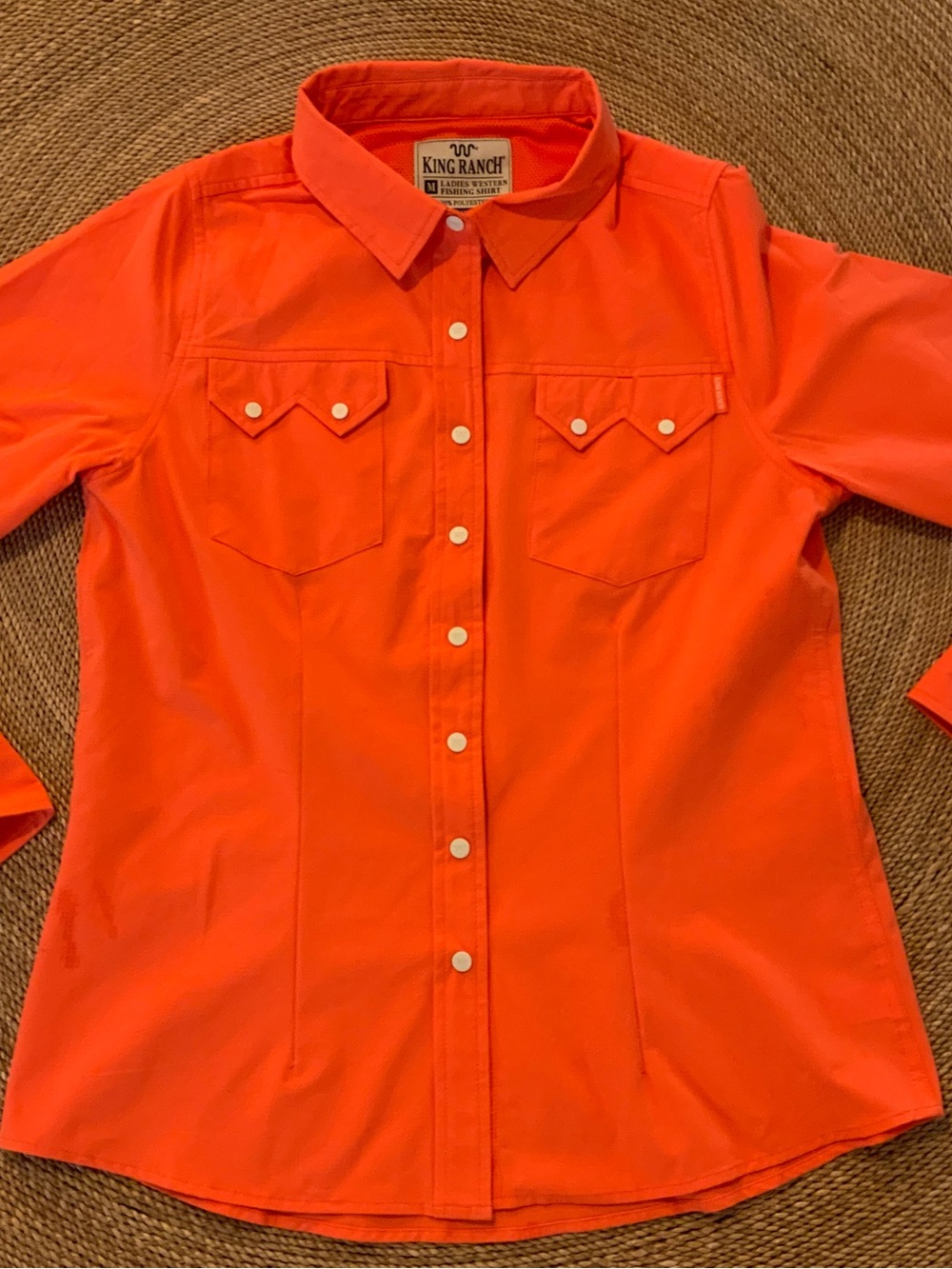 King Ranch Bright Orange Snap-Front Western Shirt